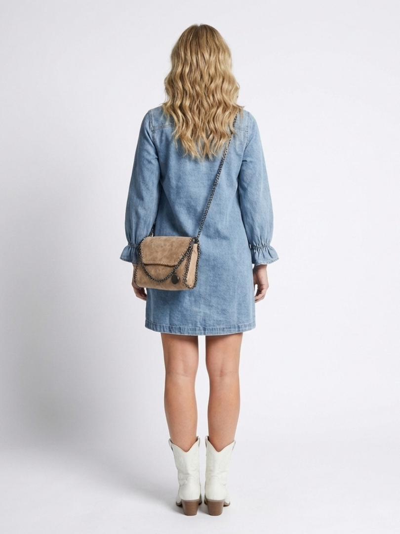 Sabine | Robe Chemise en Jean à Manches Longues avec Boutonnage