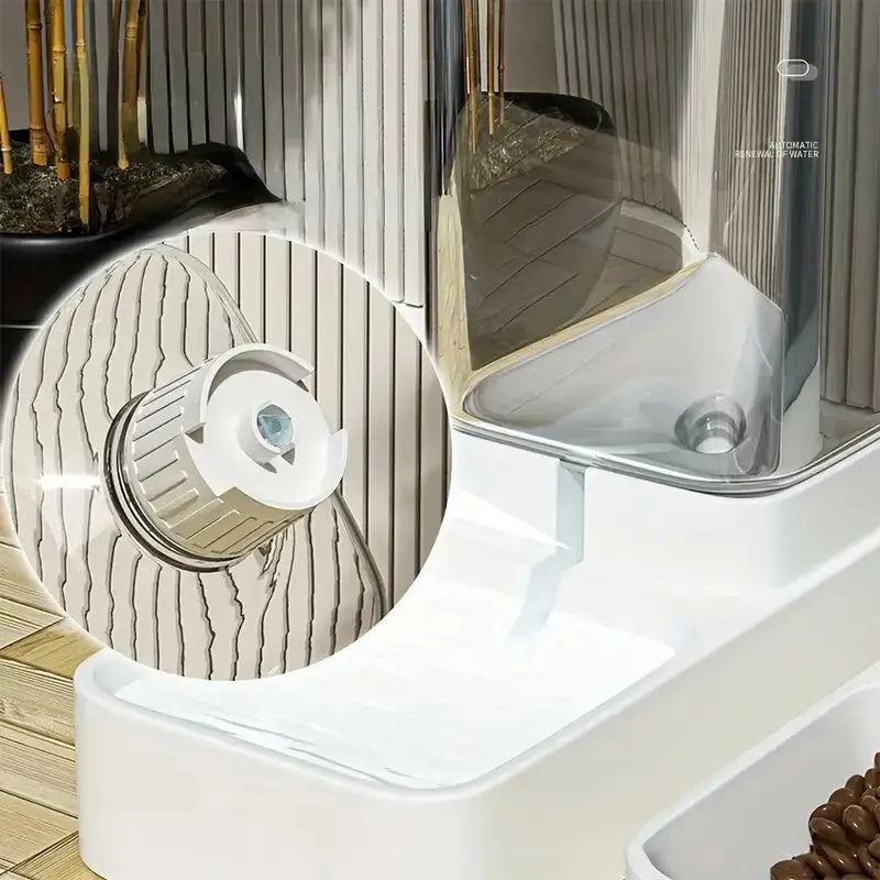 PetFlow Duo | Distributeur de Nourriture & d'Eau 2-en-1 pour Animaux | Distributeur Automatique par Gravité | Capacité de 3,8 L | Pour Chats & Petits Chiens