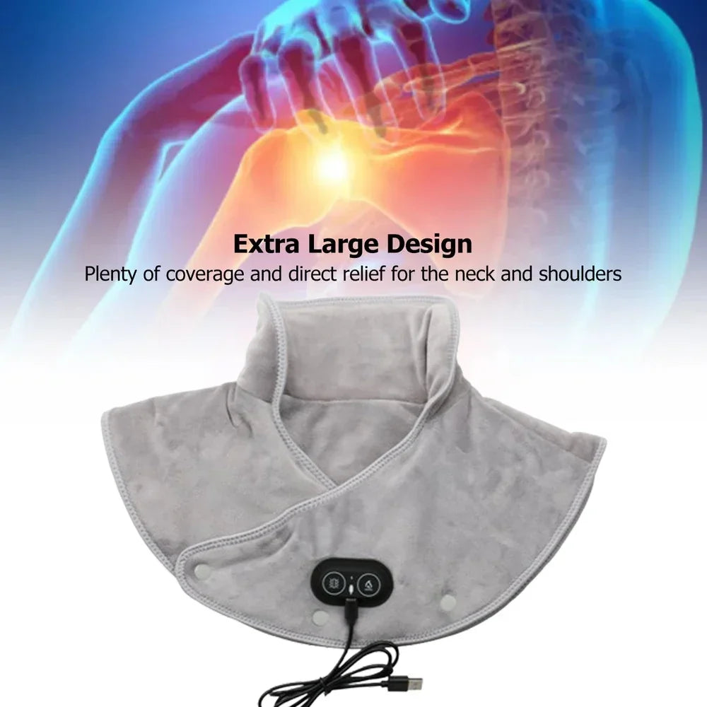 Coussin Chauffant pour le Cou et les Épaules avec Vibrations USB