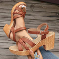 Sandales Femmes | Talon Bloc & Design Boho Tressé