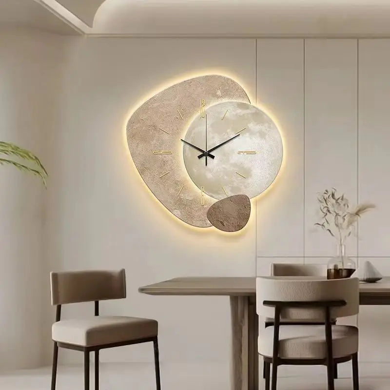 Horloge Murale Luxe Scandinave – Design Moderne avec Éclairage