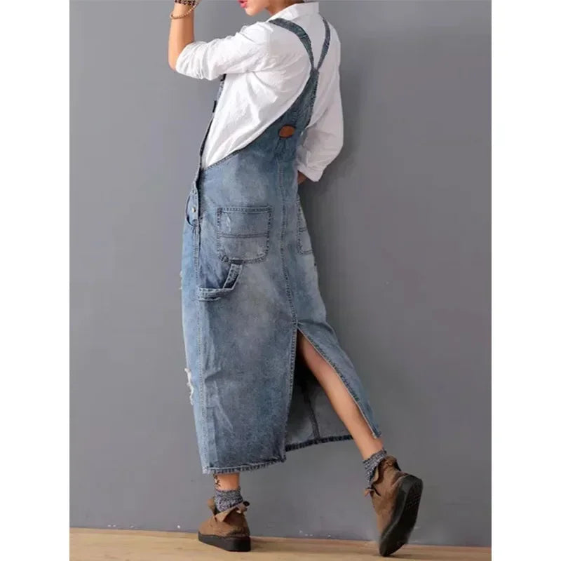 Olga | Robe à bretelles en denim décontractée