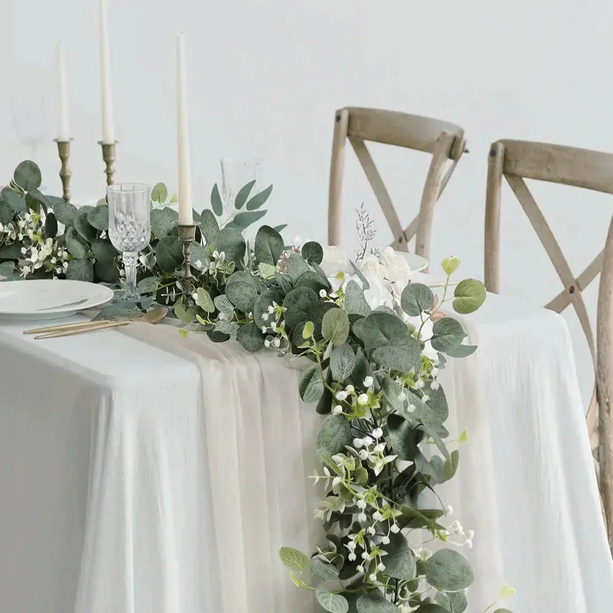 Guirlande - EvaGreen - Eucalyptus Artificiel - Ensemble de 2 Pièces