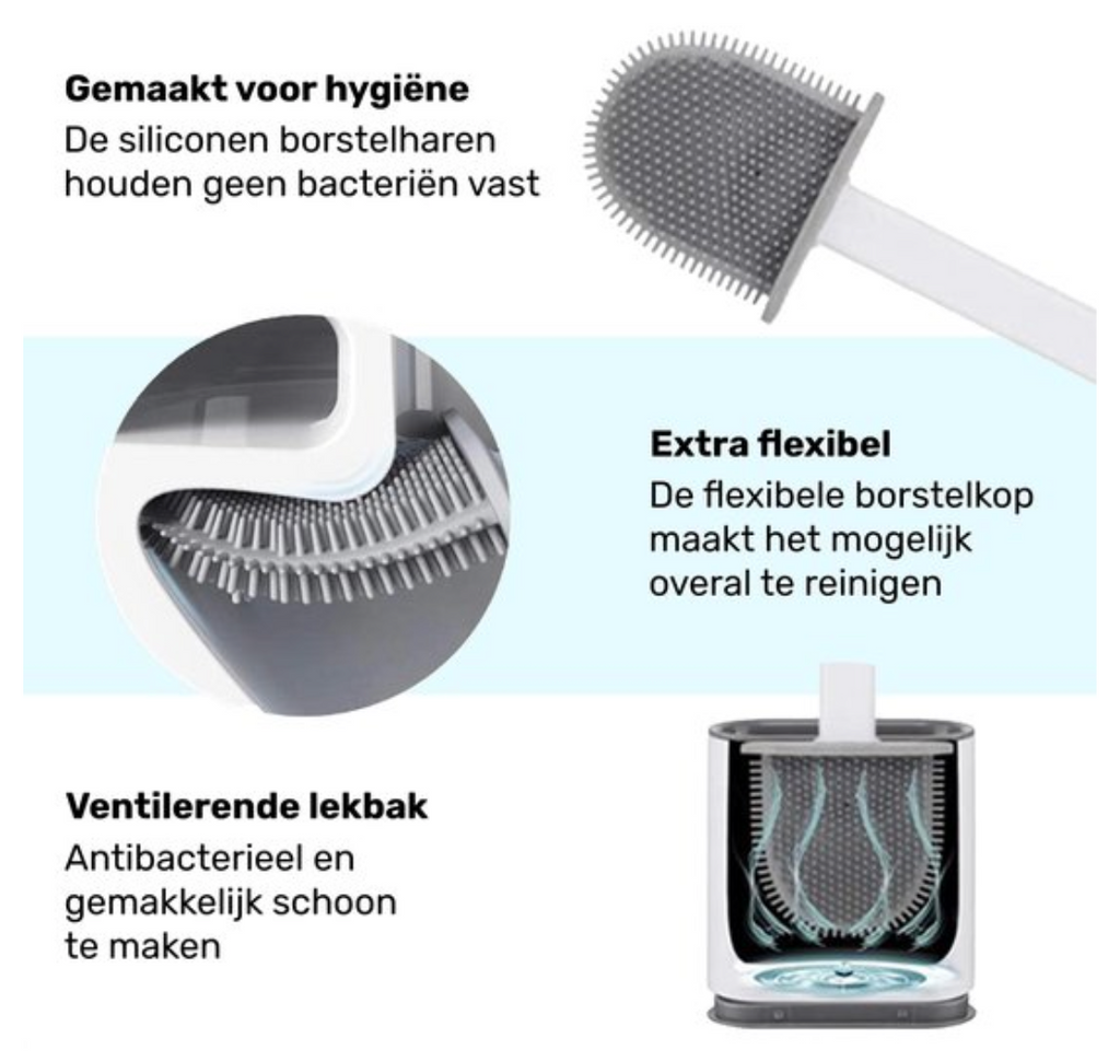 FlexiClean Brosse de Toilette – Design en Silicone Hygiénique pour un Nettoyage Facile