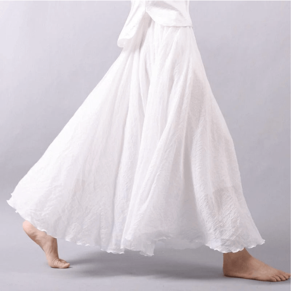 Jupe maxi en lin pour femme — coupe évasée bohème pour l'été
