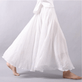 Jupe maxi en lin pour femme — coupe évasée bohème pour l'été