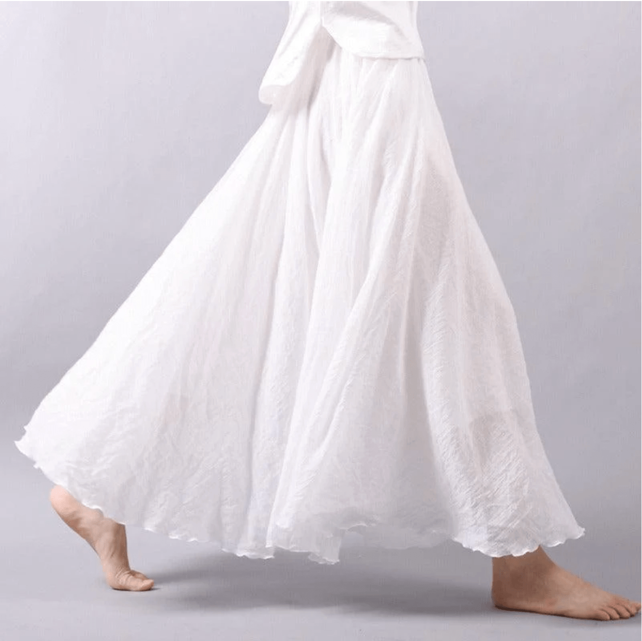 Jupe maxi en lin pour femme — coupe évasée bohème pour l'été
