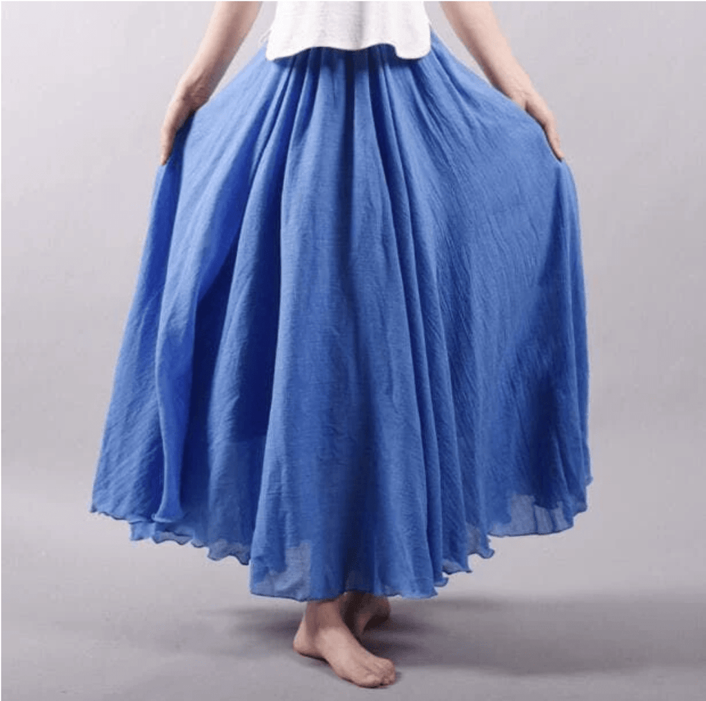 Jupe maxi en lin pour femme — coupe évasée bohème pour l'été