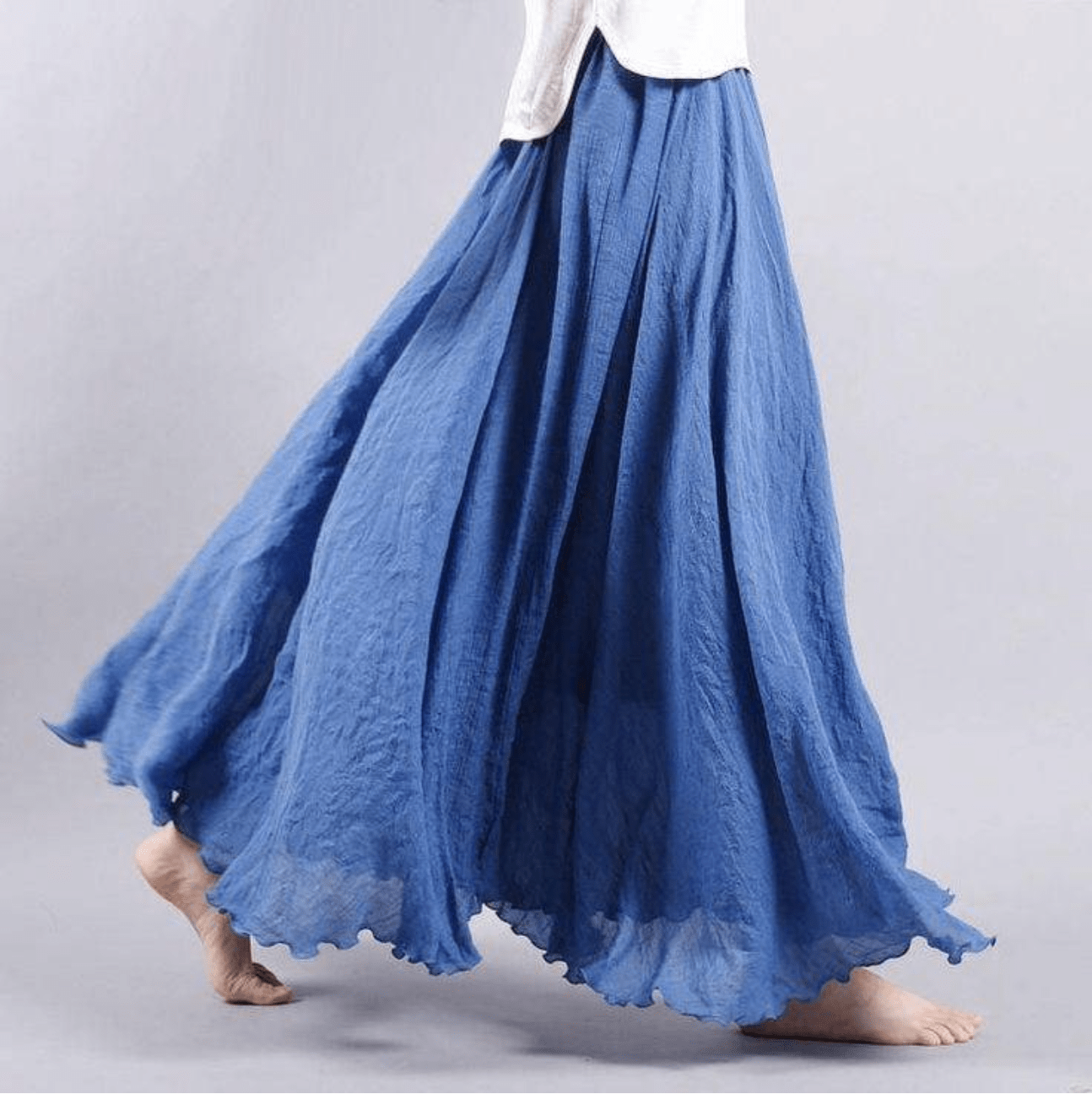 Jupe maxi en lin pour femme — coupe évasée bohème pour l'été