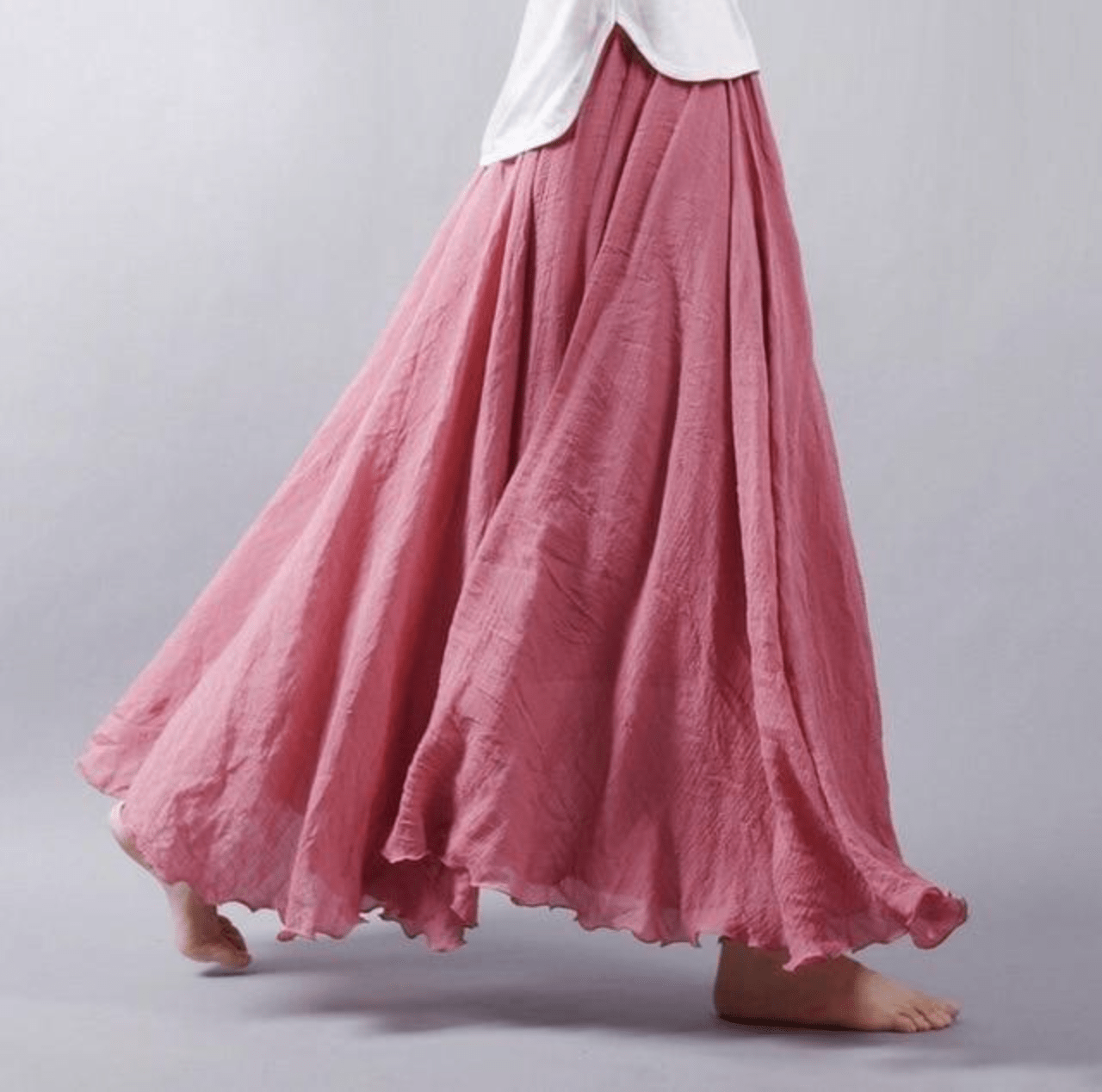 Jupe maxi en lin pour femme — coupe évasée bohème pour l'été