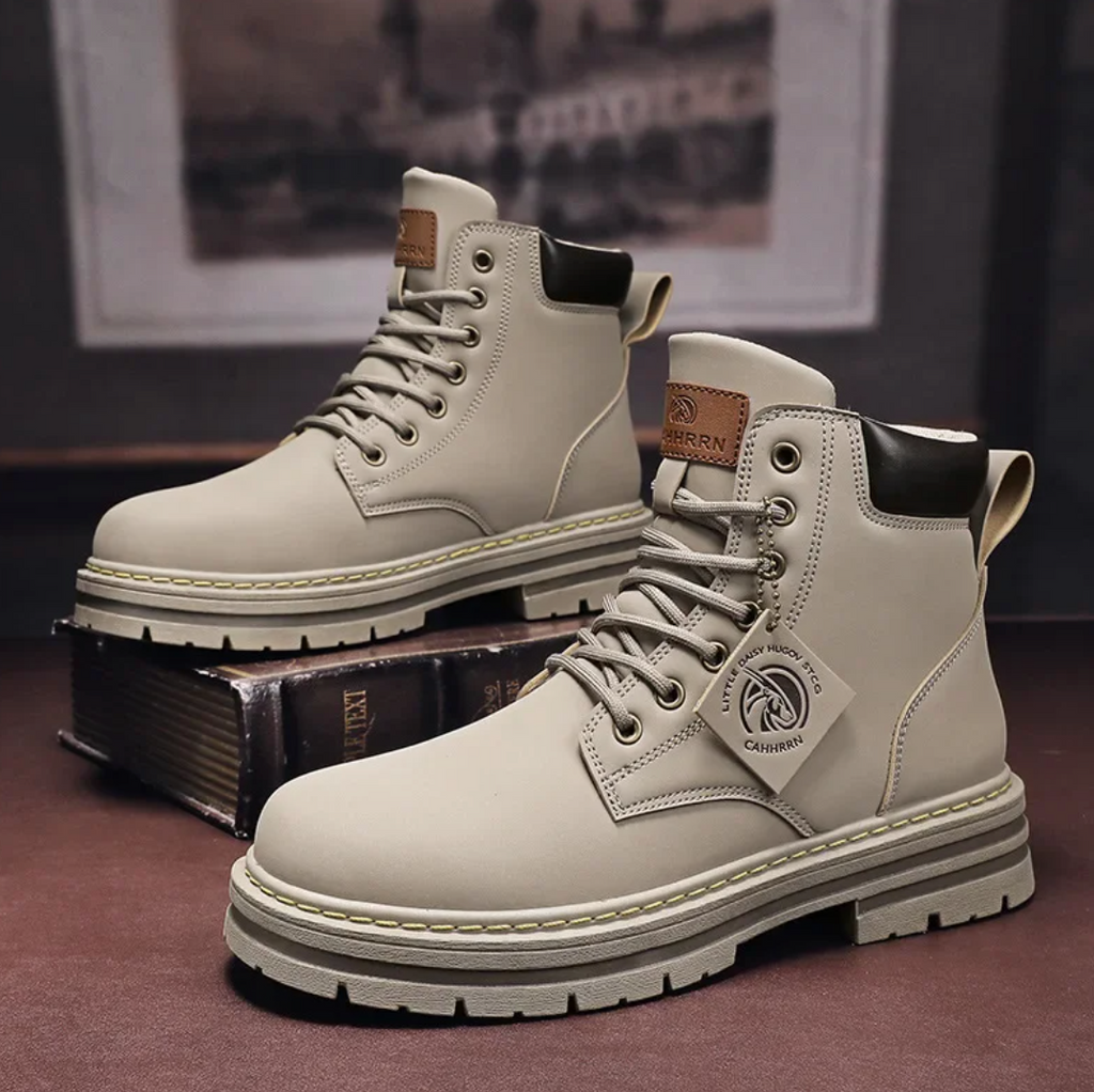 Bottines Confortables pour Hommes – Bottes de Soutien en Cuir avec Semelle Antidérapante