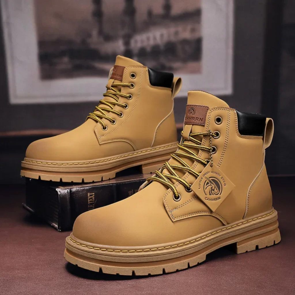 Bottines Confortables pour Hommes – Bottes de Soutien en Cuir avec Semelle Antidérapante