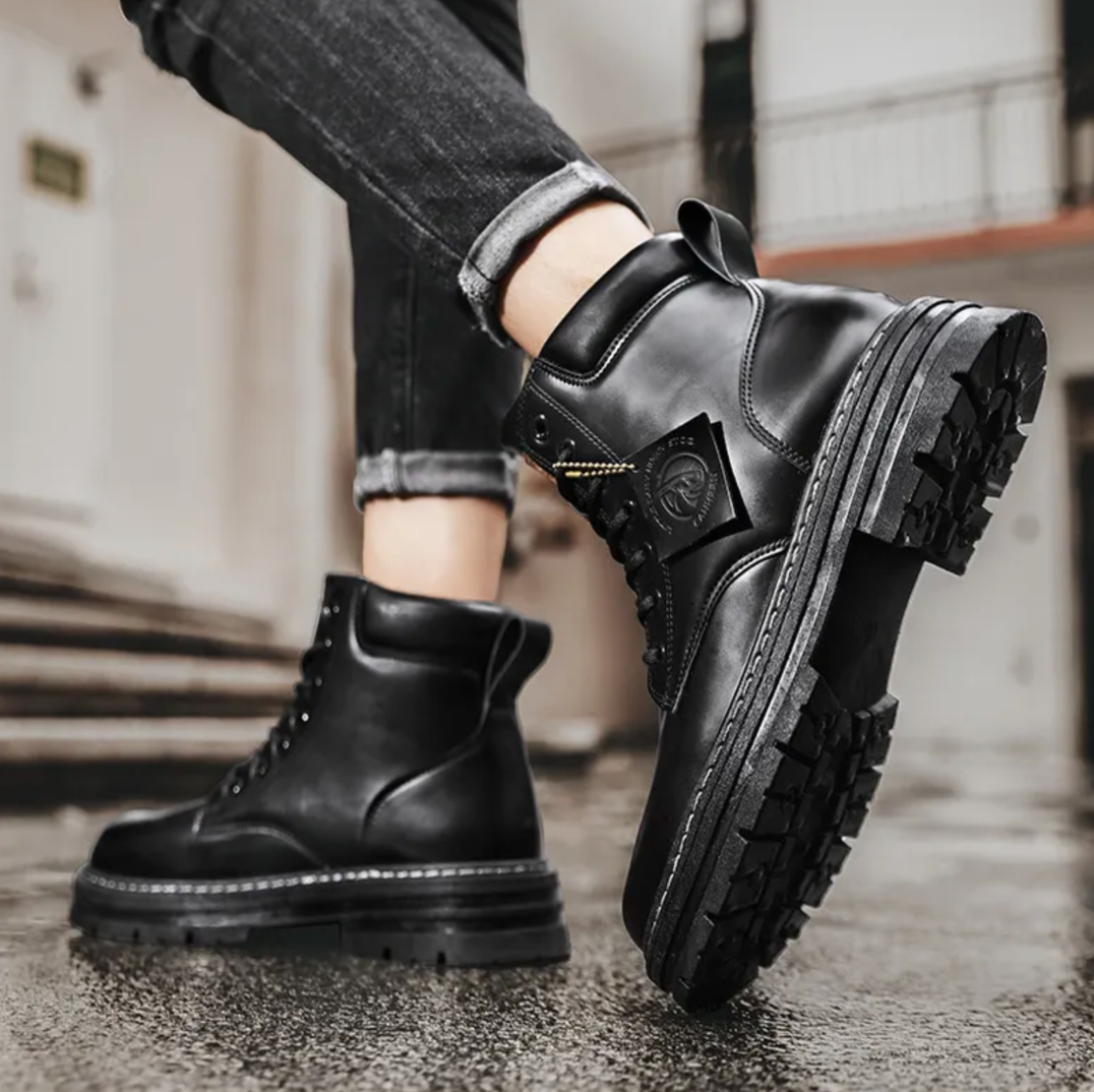 Bottines Confortables pour Hommes – Bottes de Soutien en Cuir avec Semelle Antidérapante