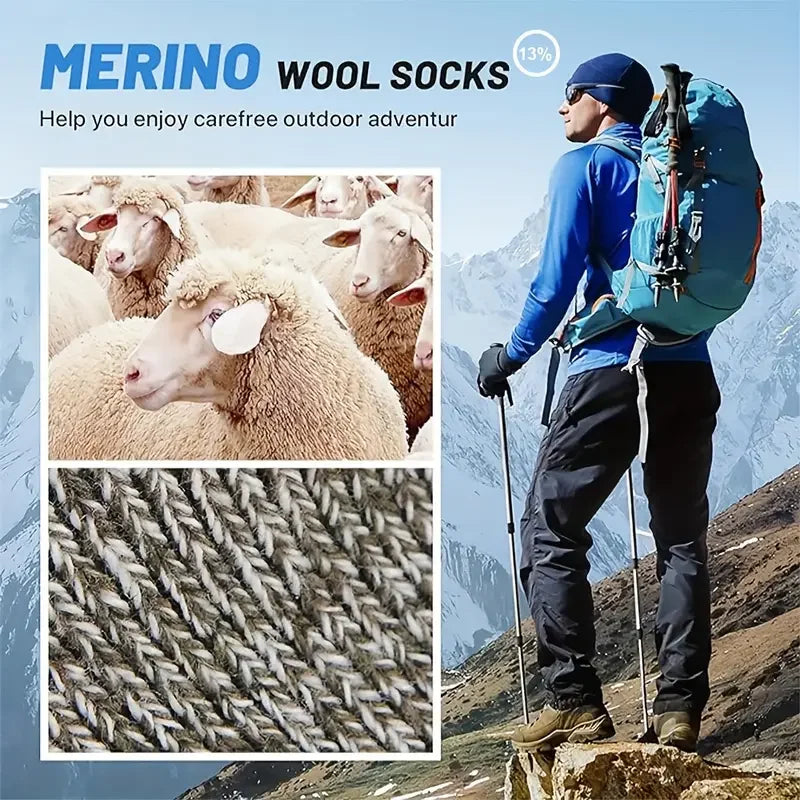 Chaussettes en Laine Mérinos Extra Chaudes pour la Randonnée Unisexe 38-46