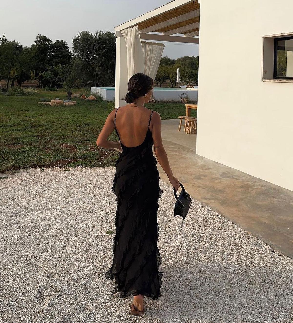 Robe de Soirée Maxi en Chiffon à Volants Romantique