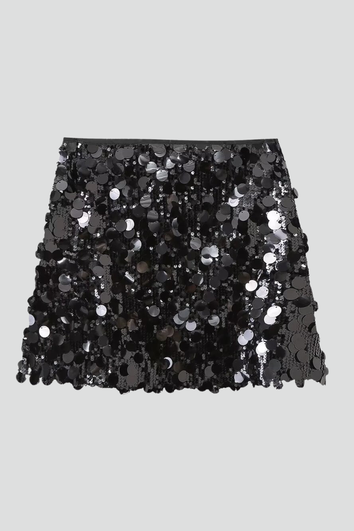 Jupe à Paillettes Femme avec Coupe Ajustée et Surface Scintillante