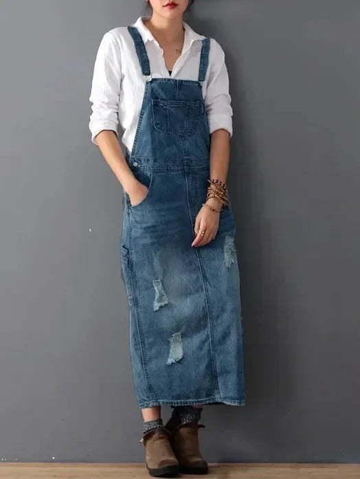 Olga | Robe à bretelles en denim décontractée