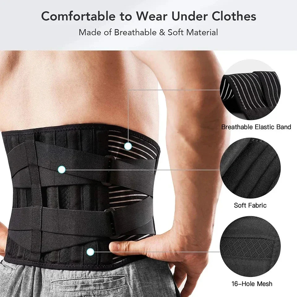 Ceinture de soutien lombaire respirante avec support à 360° et aluminium à mémoire