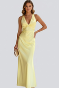 Robe Maxi Femme avec Décolleté en V et Taille Cintrée