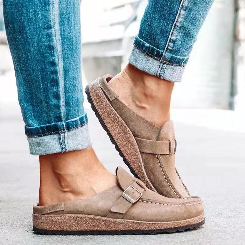 Echoarchiv | Chaussures Plates Ouvertes en Daim pour Femmes