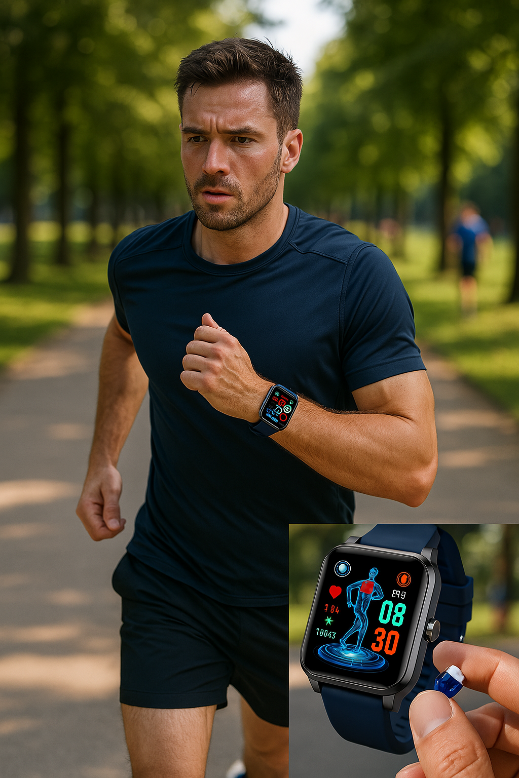 Montre connectée pour la santé et le fitness – EKG, Tension artérielle, Mesure du rythme cardiaque – Compatible avec iOS et Android