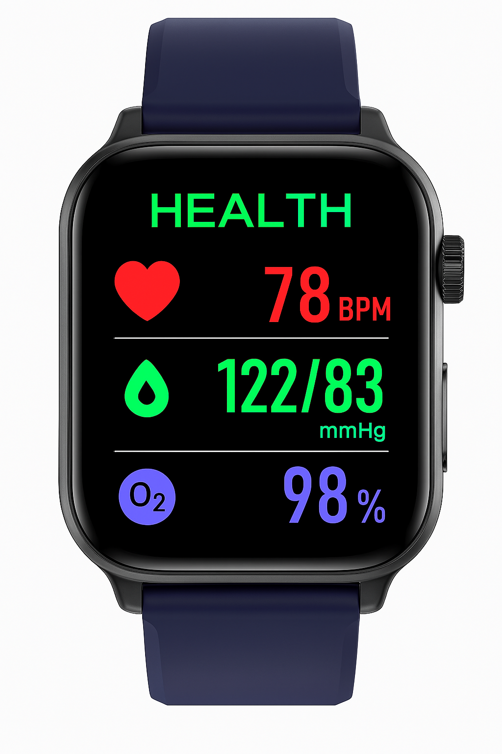 Montre connectée pour la santé et le fitness – EKG, Tension artérielle, Mesure du rythme cardiaque – Compatible avec iOS et Android