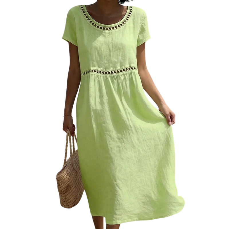 Robe Midi d'Été Femme | Look Lin avec Dentelle & A-Line