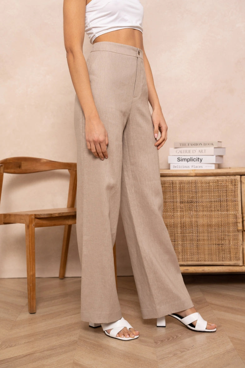 Pantalon d'été Femme | Taille Haute Pattes d'Éléphant & Coupe Droite Élégante
