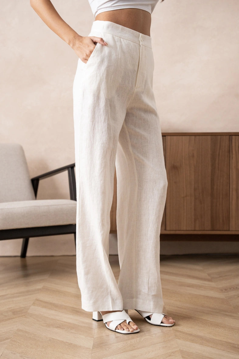 Pantalon d'été Femme | Taille Haute Pattes d'Éléphant & Coupe Droite Élégante