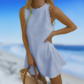 Robe d'été femme | Robe mini sans manches avec bord en vagues