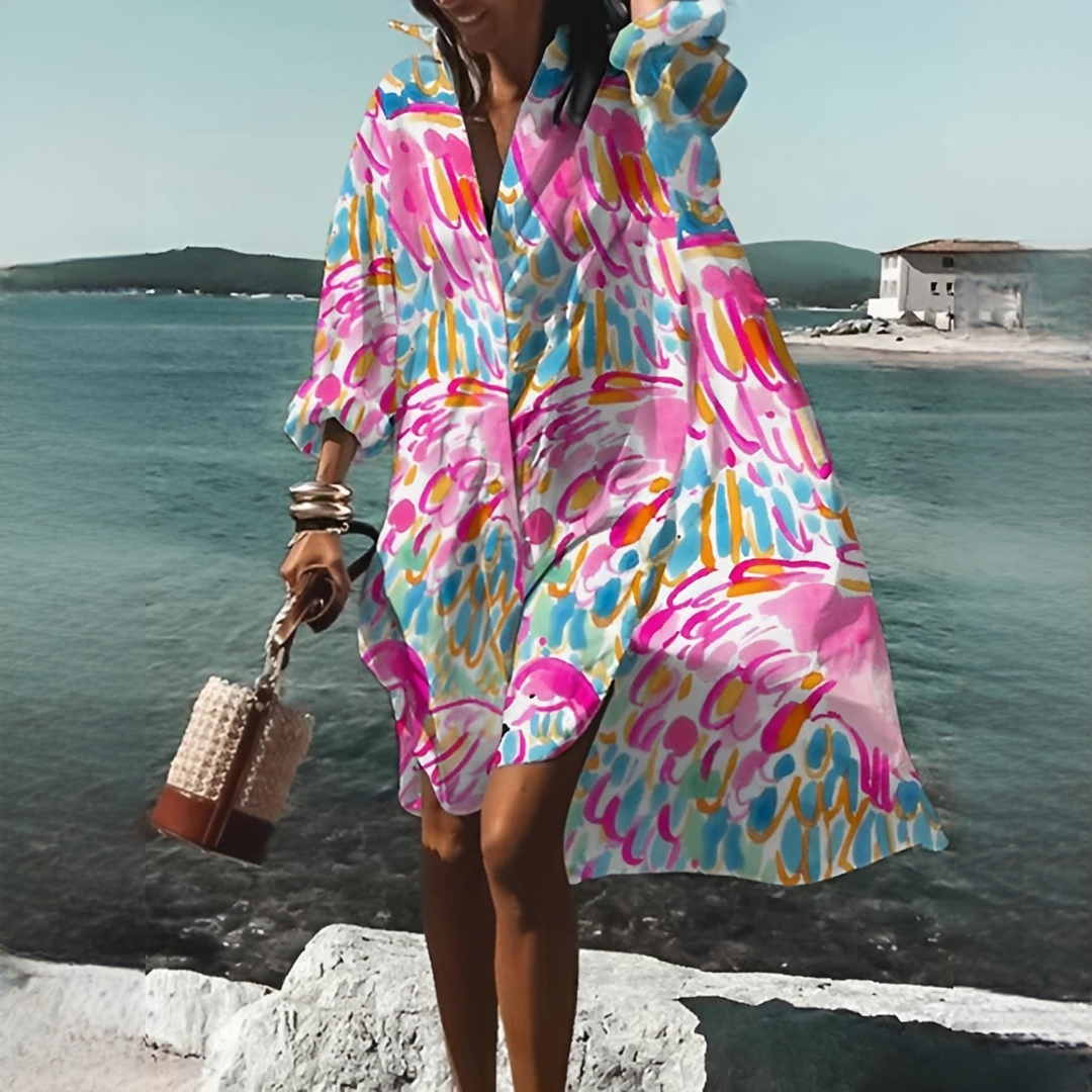 Robe d'été Femme | Imprimé géométrique & Décolleté en V