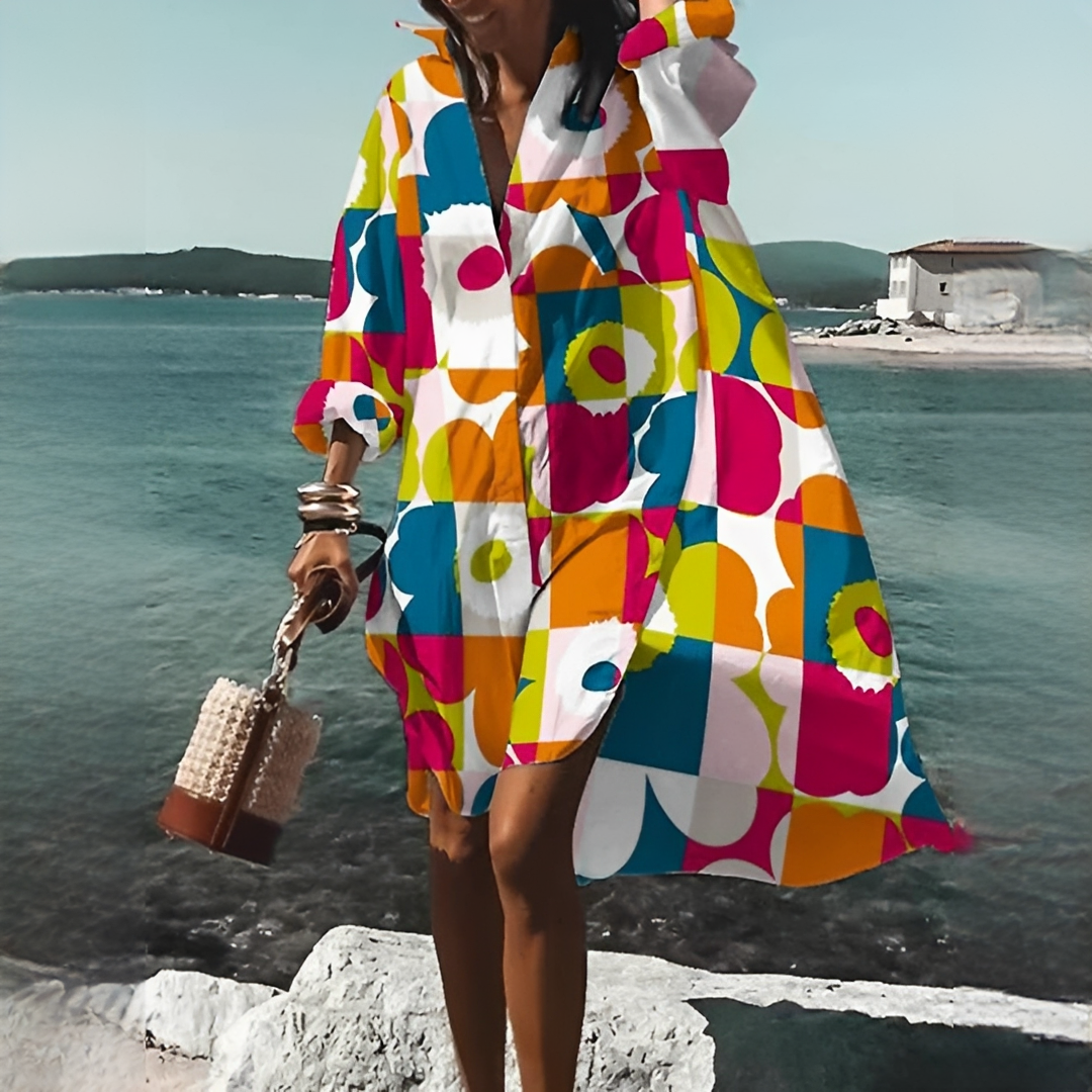 Robe d'été Femme | Imprimé géométrique & Décolleté en V