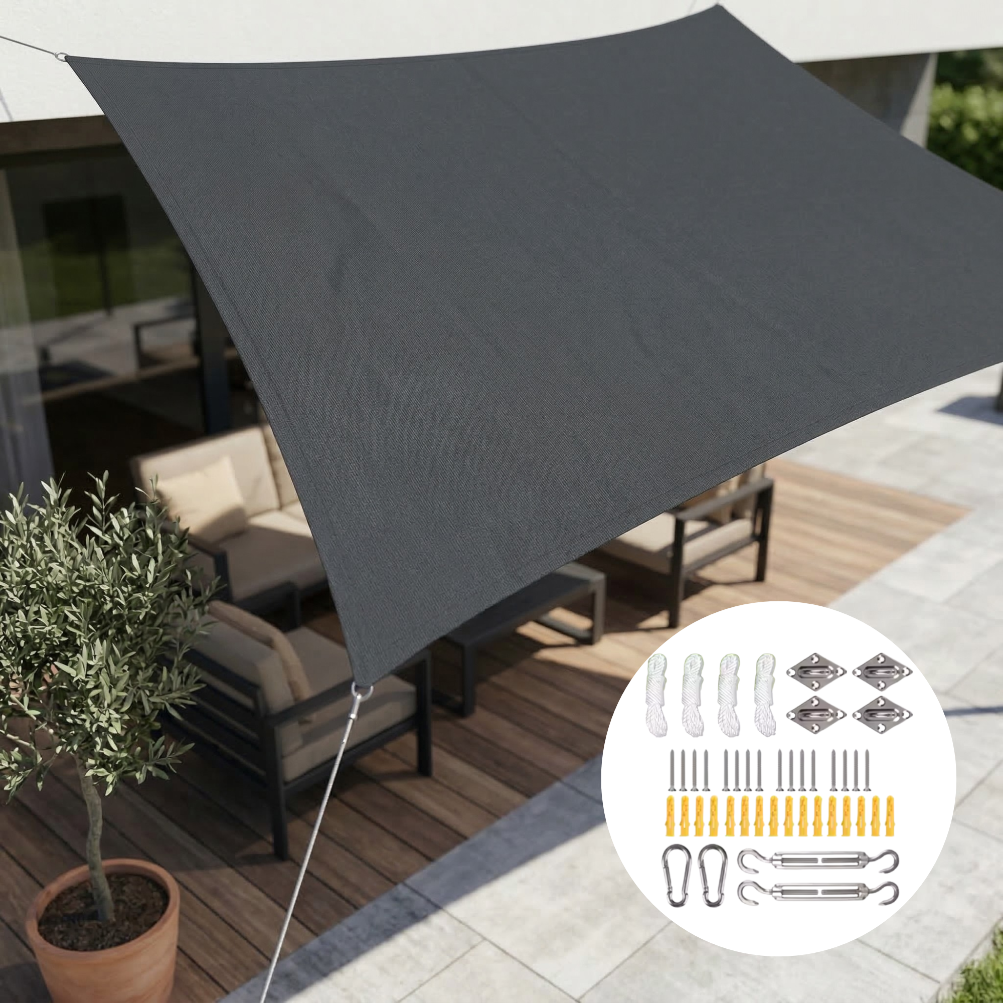 Tissu d'ombrage rectangulaire imperméable | Tissu extérieur imperméable | Protection UV | SkyCover