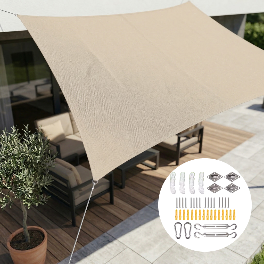 Tissu d'ombrage rectangulaire imperméable | Tissu extérieur imperméable | Protection UV | SkyCover