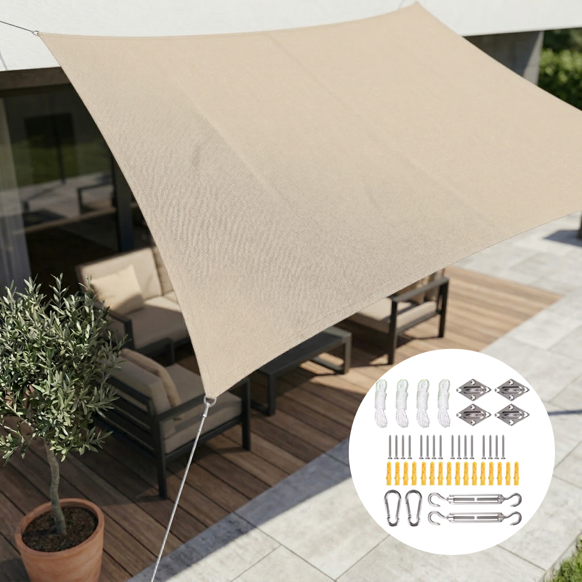 Tissu d'ombrage rectangulaire imperméable | Tissu extérieur imperméable | Protection UV | SkyCover