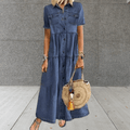 Robe en Jean Femme | Maxi Rangée de Boutons & Coupe Décontractée