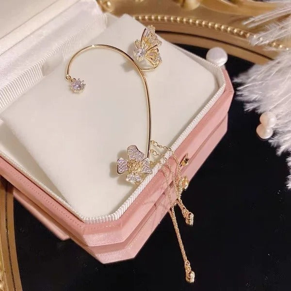 Boucles d'Oreilles Élégantes avec Design Papillon et Zirconia Éblouissante