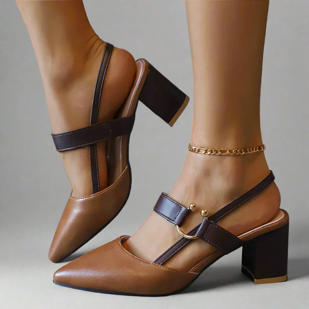 Stiletto Femme | Slingback Talon Bloc & Bout Pointu