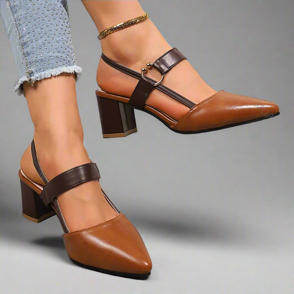Stiletto Femme | Slingback Talon Bloc & Bout Pointu
