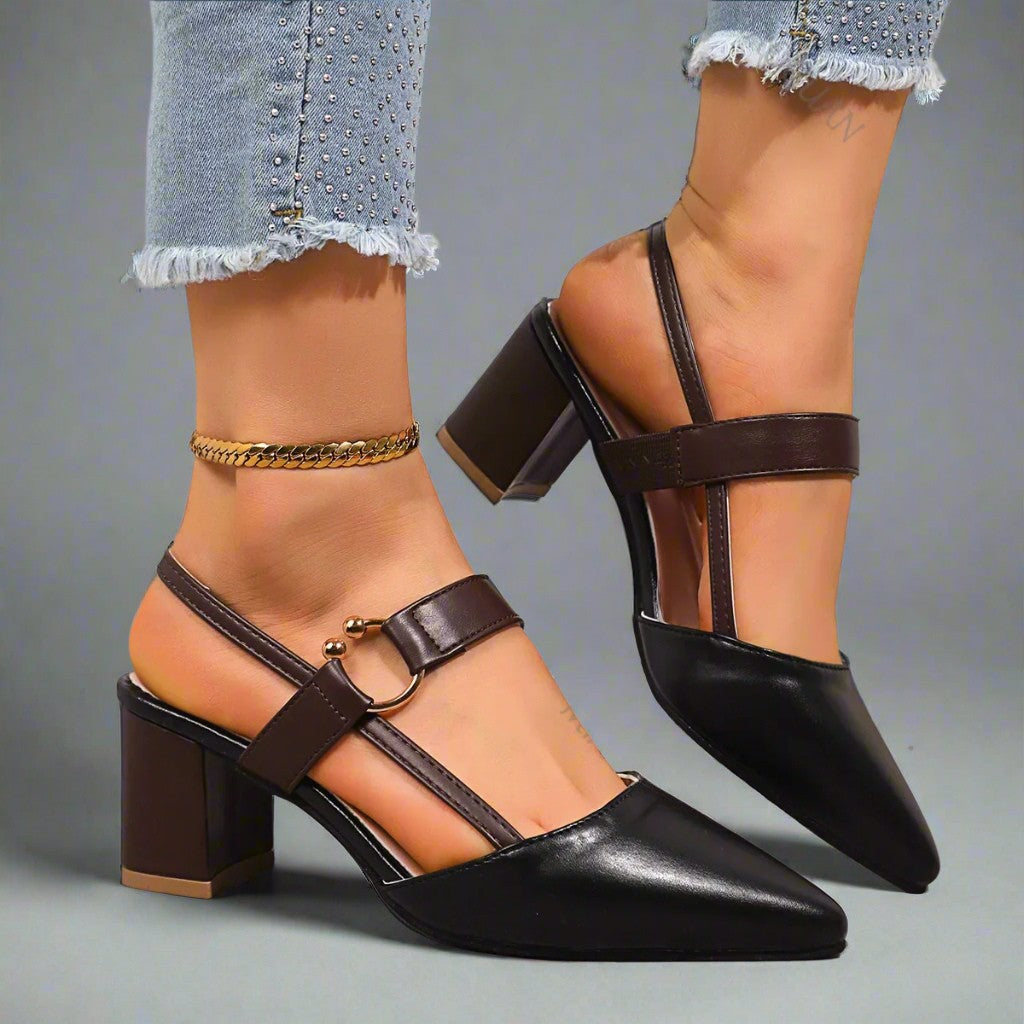 Stiletto Femme | Slingback Talon Bloc & Bout Pointu