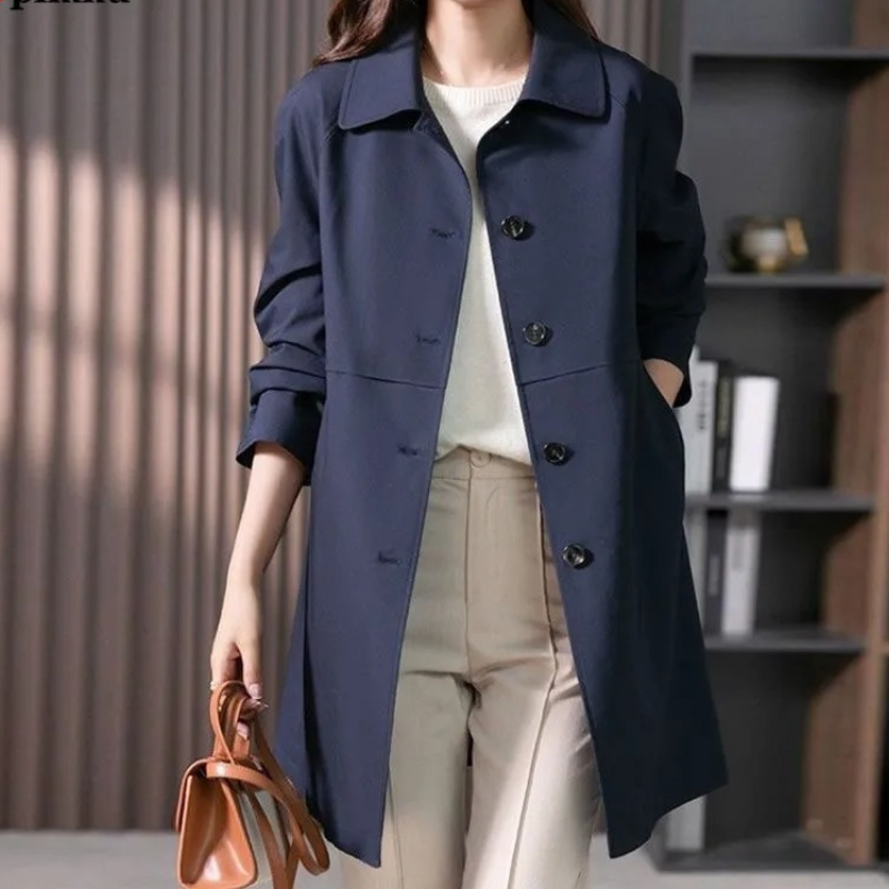 Manteau trench court à boutons pour femmes