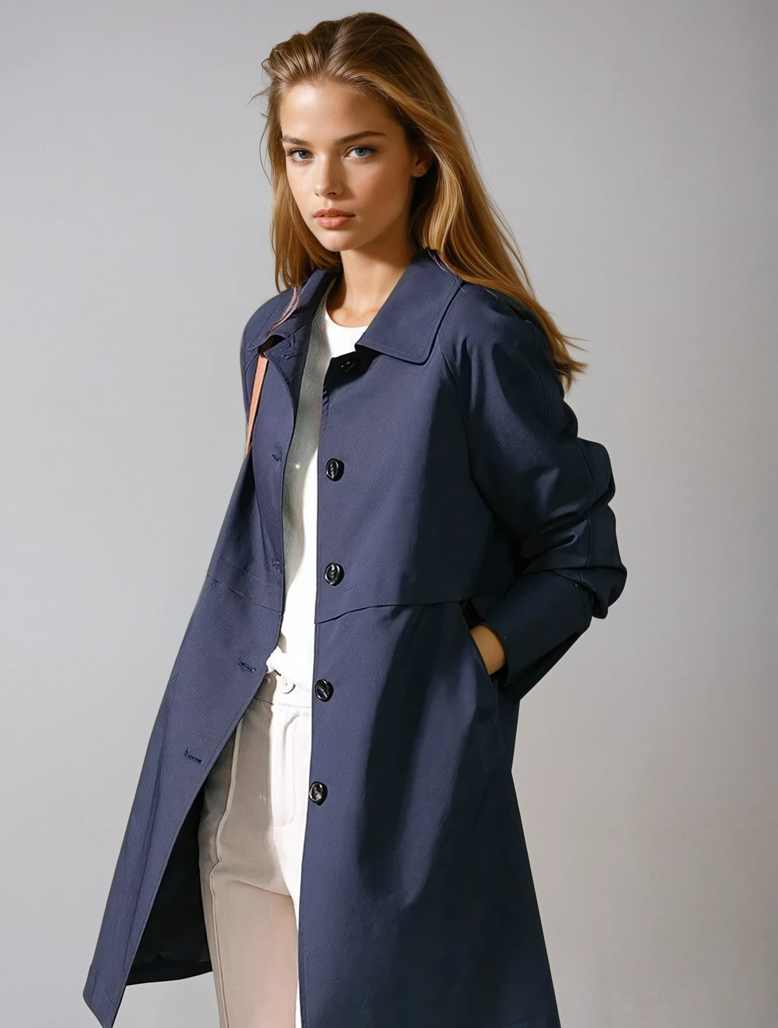 Manteau trench court à boutons pour femmes