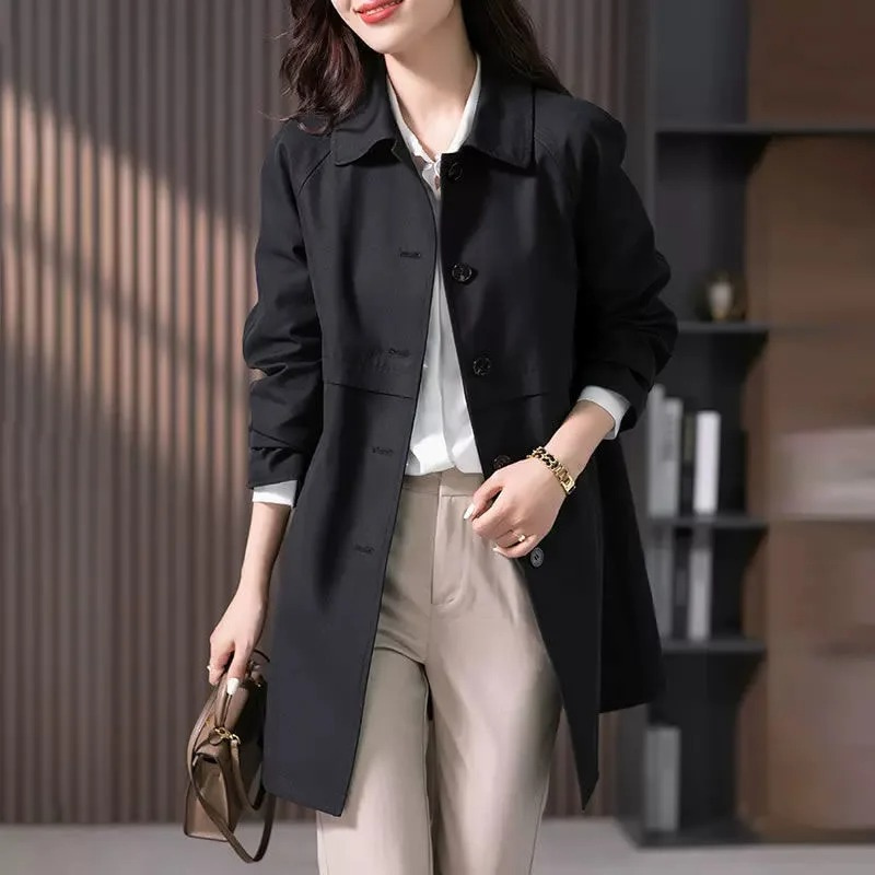 Manteau trench court à boutons pour femmes