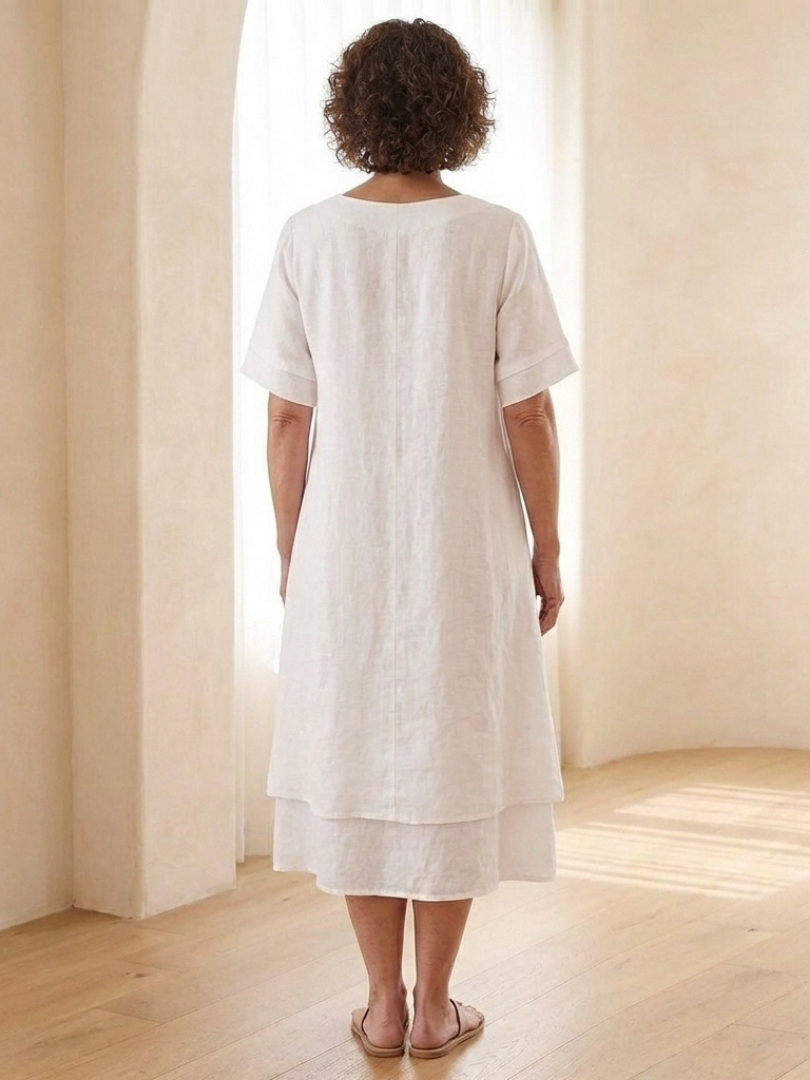 Cressida | Robe Midi à Manches Courtes Superposées