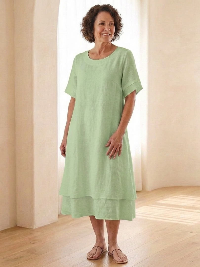 Cressida | Robe Midi à Manches Courtes Superposées