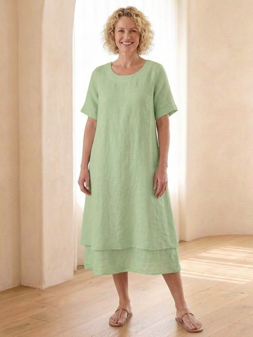 Cressida | Robe Midi à Manches Courtes Superposées