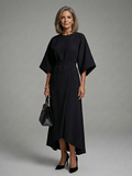 Sereia | Robe midi asymétrique à manches cape et taille marquée