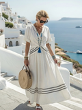 Seren | Robe midi à manches courtes en V à enrouler
