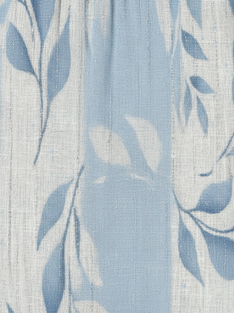 Solene | Robe Midi sans Manches à Motif Feuille Bleue