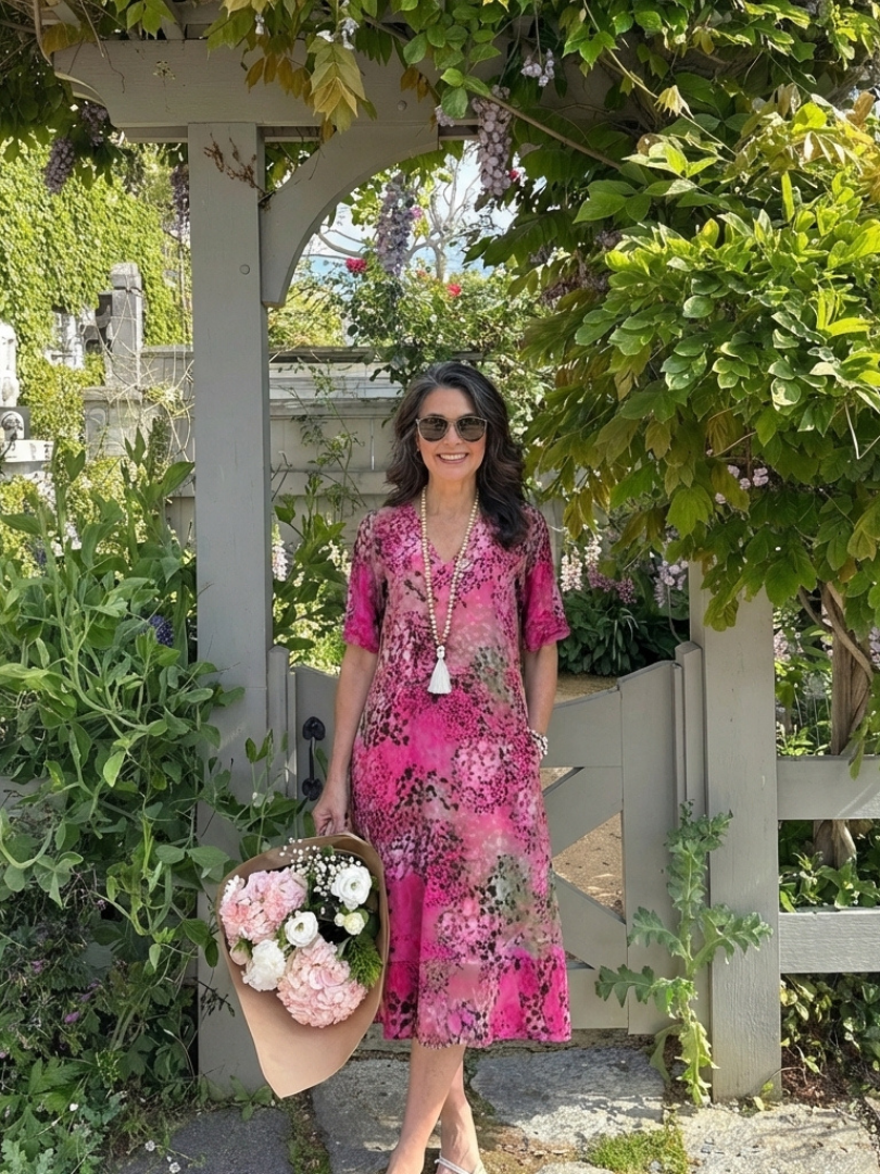 Althea | Robe midi imprimée à manches courtes et décolleté en V